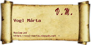 Vogl Márta névjegykártya